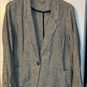 Duluth Trading Co Navy and White Striped Jacket